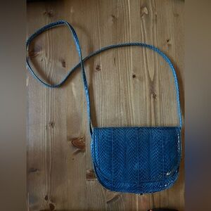 Blue Snakeskin Neiman Marcus Crossbody Bag